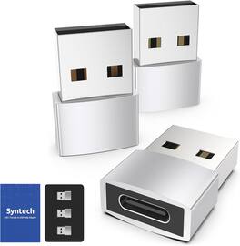 Syntech - USB C Female to USB Male Adapter Pack of 3 USB C to USB Adapter, Type C Charger Cable Power Converter - Silver