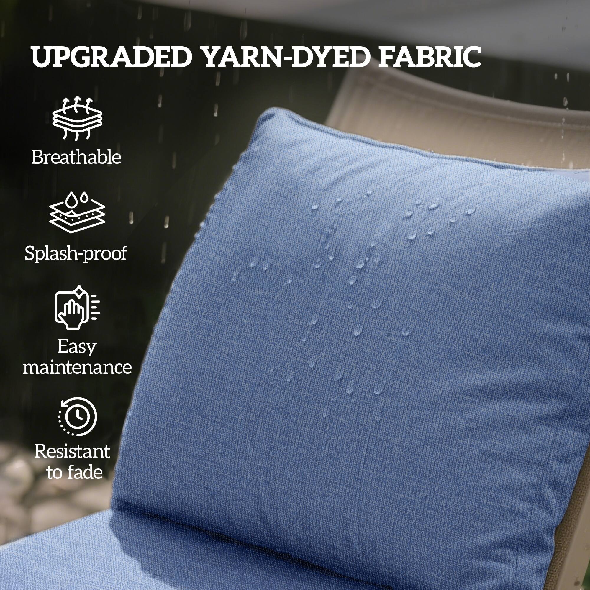 UPGRADED YARN-DYED FABRIC

- Breathable
- Splash-proof
- Easy maintenance
- Resistant to fade
