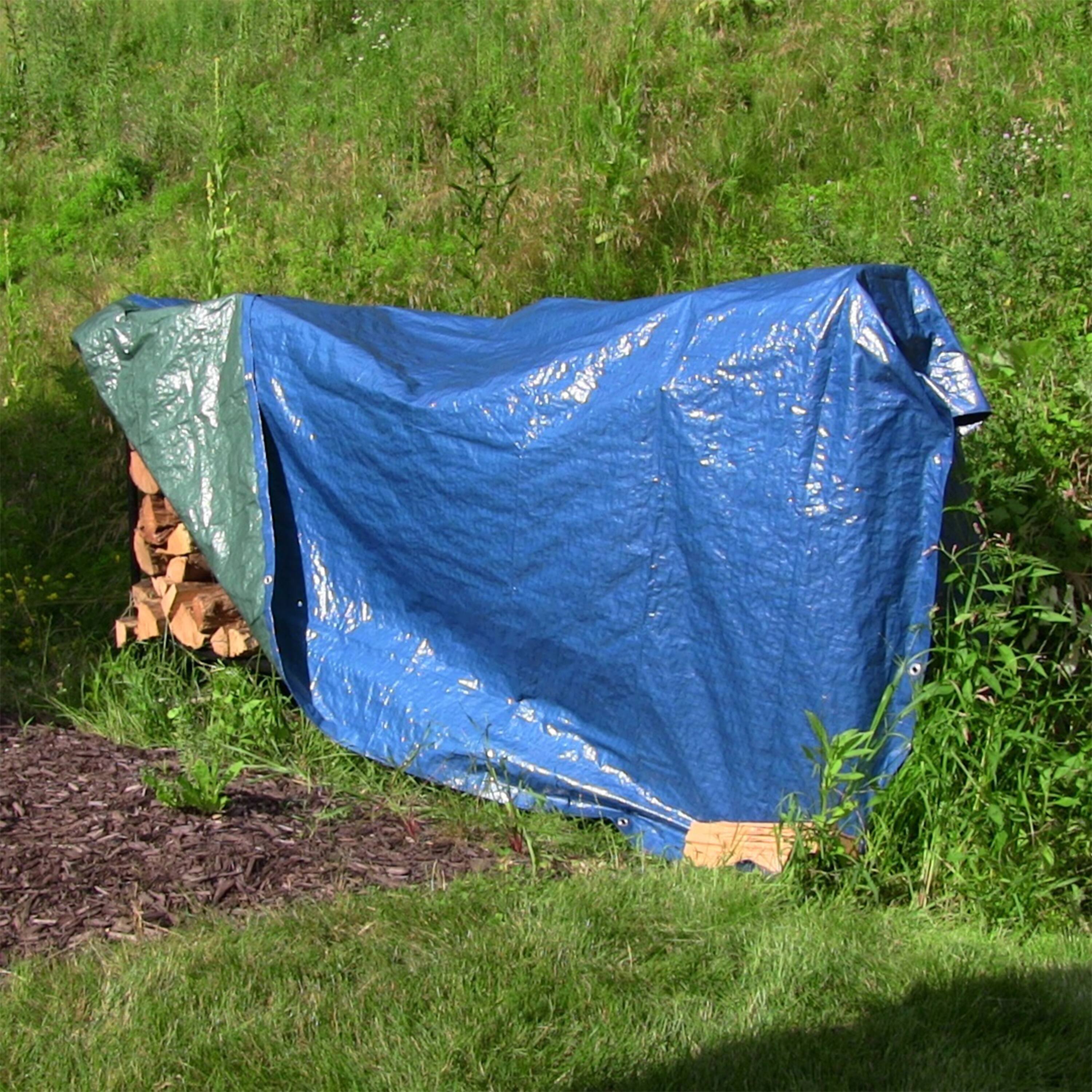 Alt View 1. Sunnydaze - Polyethylene Multi-Purpose Tarp - 16 ft x 20 ft - Blue/Green.
