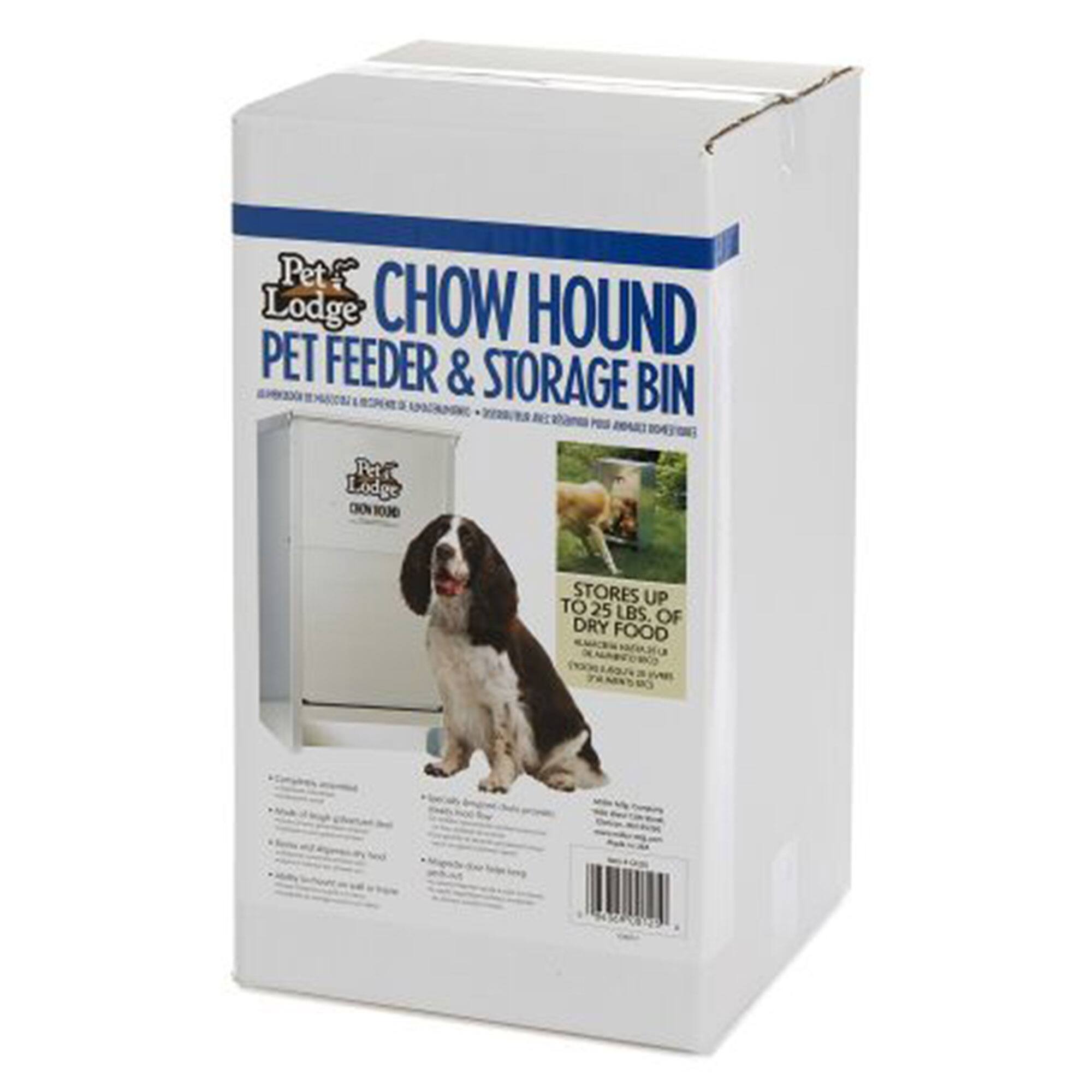 Pet Lodge CHOW HOUND PET FEEDER & STORAGE BIN stores up to 25 lbs of dry food