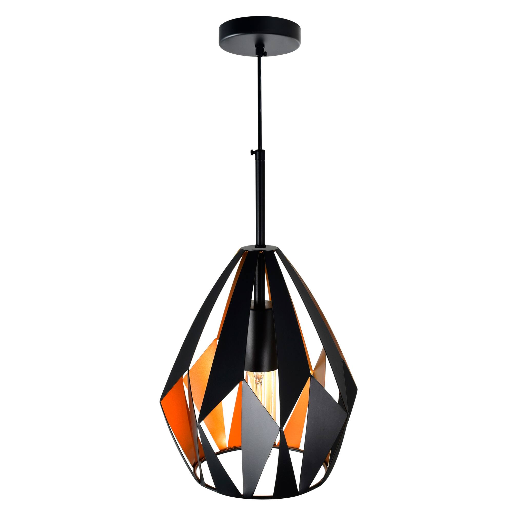 Left. CWI Lighting - Oxide 1 Light Down Pendant With Black+Copper Finish - Black & Copper.