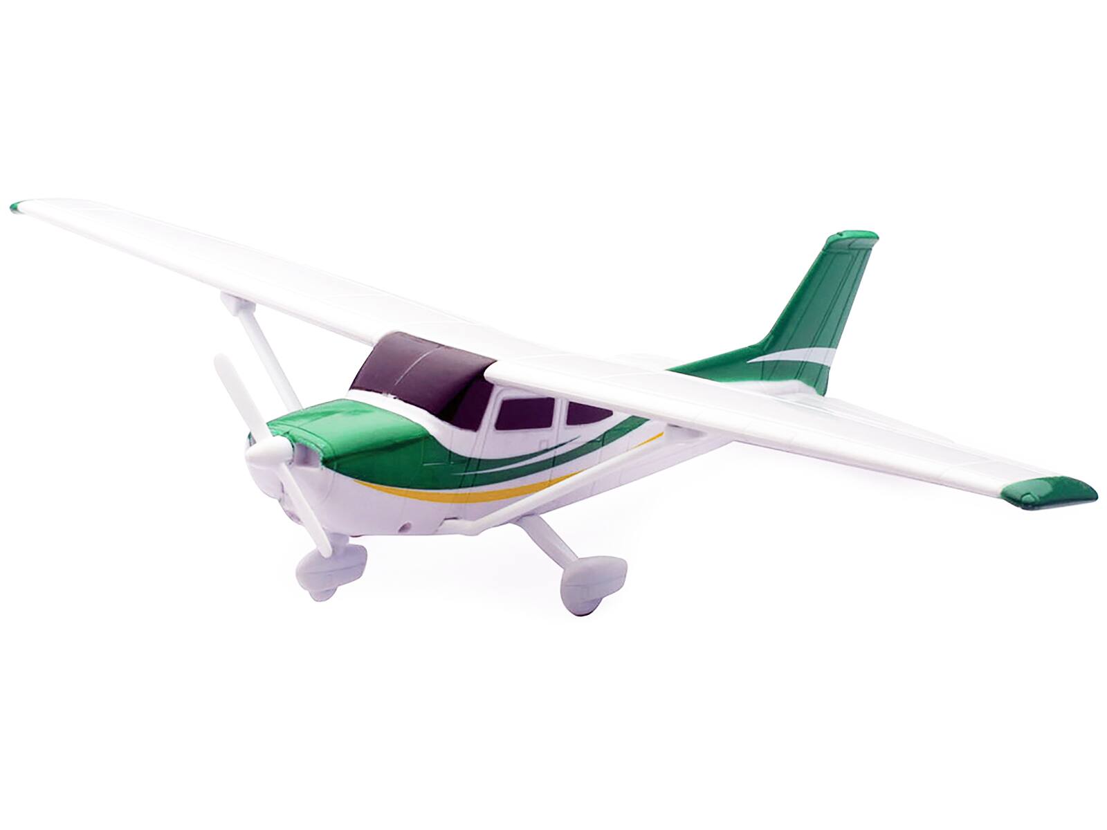 Alt View 1. New Ray - Model Kit Cessna 172 Skyhawk Aircraft White with Green and Yellow Stripes "Sky Pilot" Series 1/42 Plastic Kit by New Ray.