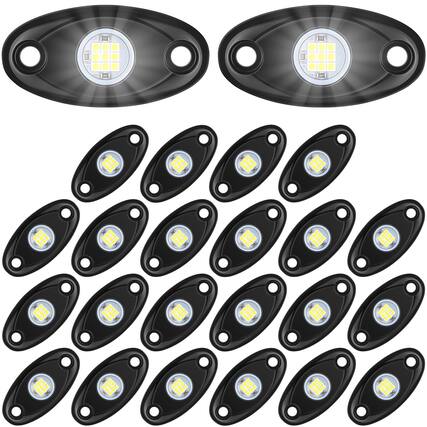 Front. DORLUKFU - 20 Pods Rock Lights Pure Ambient Underglow Lights for Car SUV Waterproof Neon Trail Rig LED Lamp Lighting for Truck.