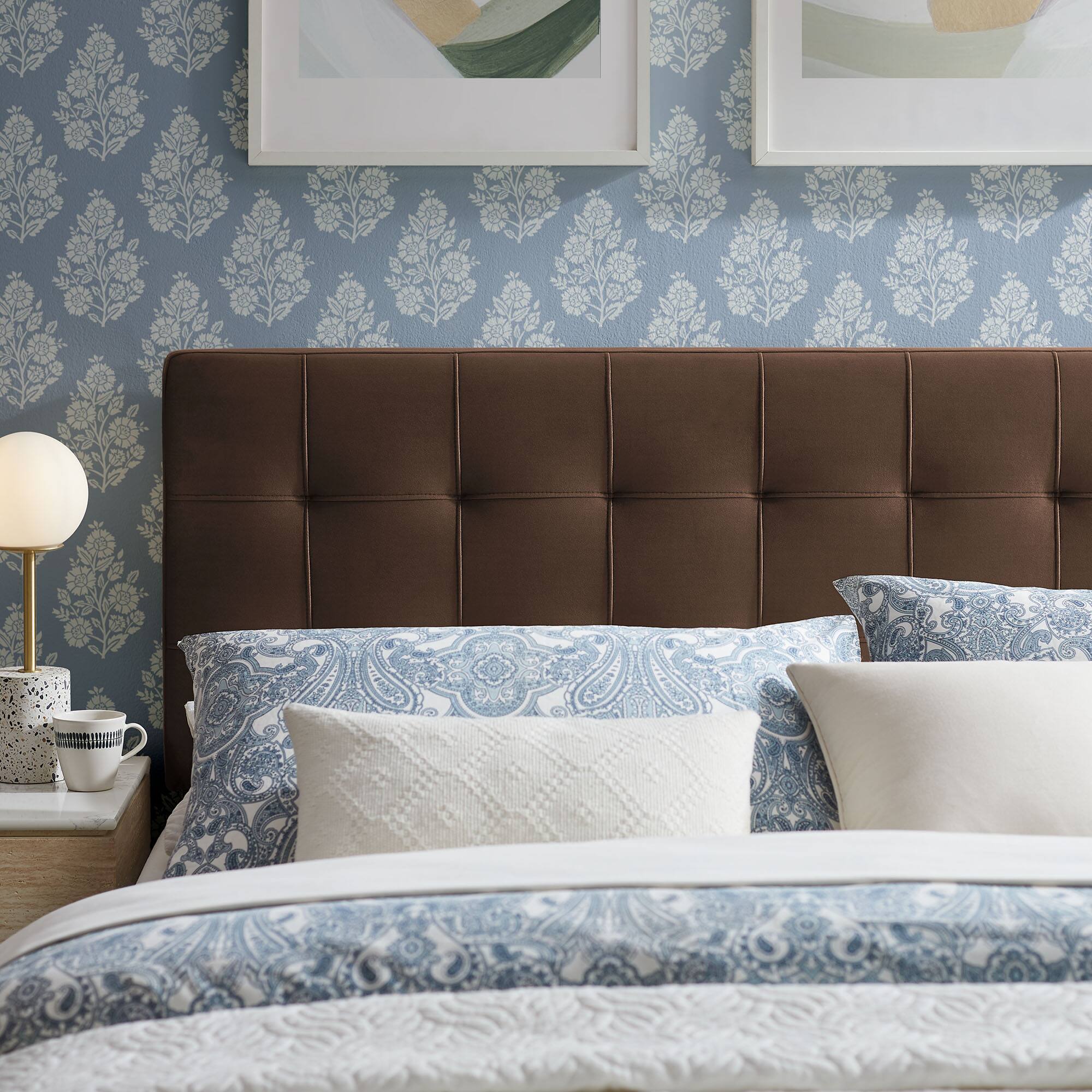 Alt View 1. Modway - Lily Biscuit Tufted Performance Velvet Headboard by Modway - Chocolate Brown.