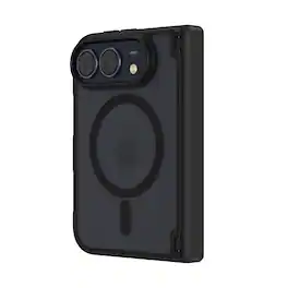 Dteck - Magnetic for iPhone Duo Case with Hinge Protection, Fit for MagSafe, Translucent Matte Hybrid Rugged Phone Cover - Black
