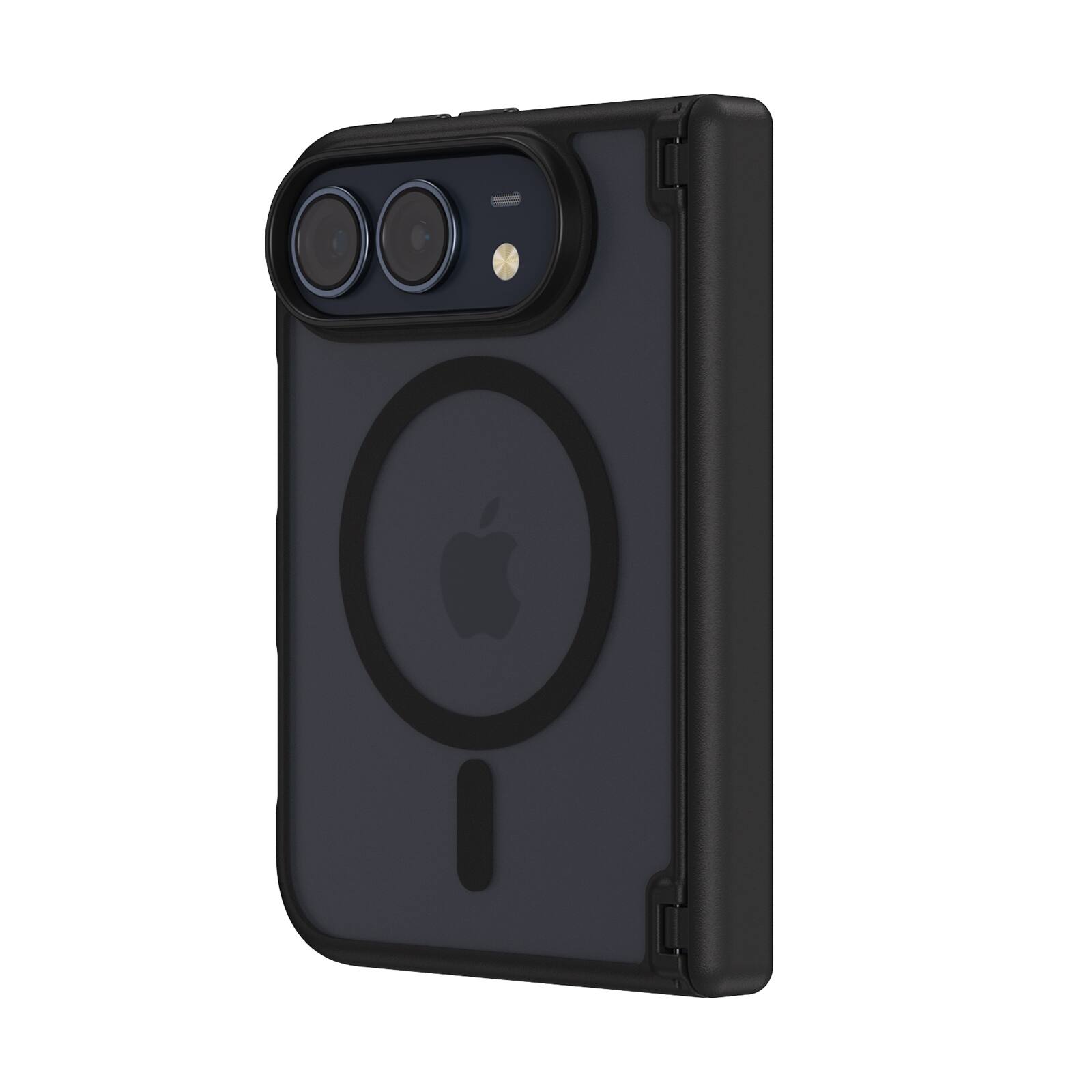 Front. Dteck - Magnetic for iPhone Duo Case with Hinge Protection, Fit for MagSafe, Translucent Matte Hybrid Rugged Phone Cover - Black.