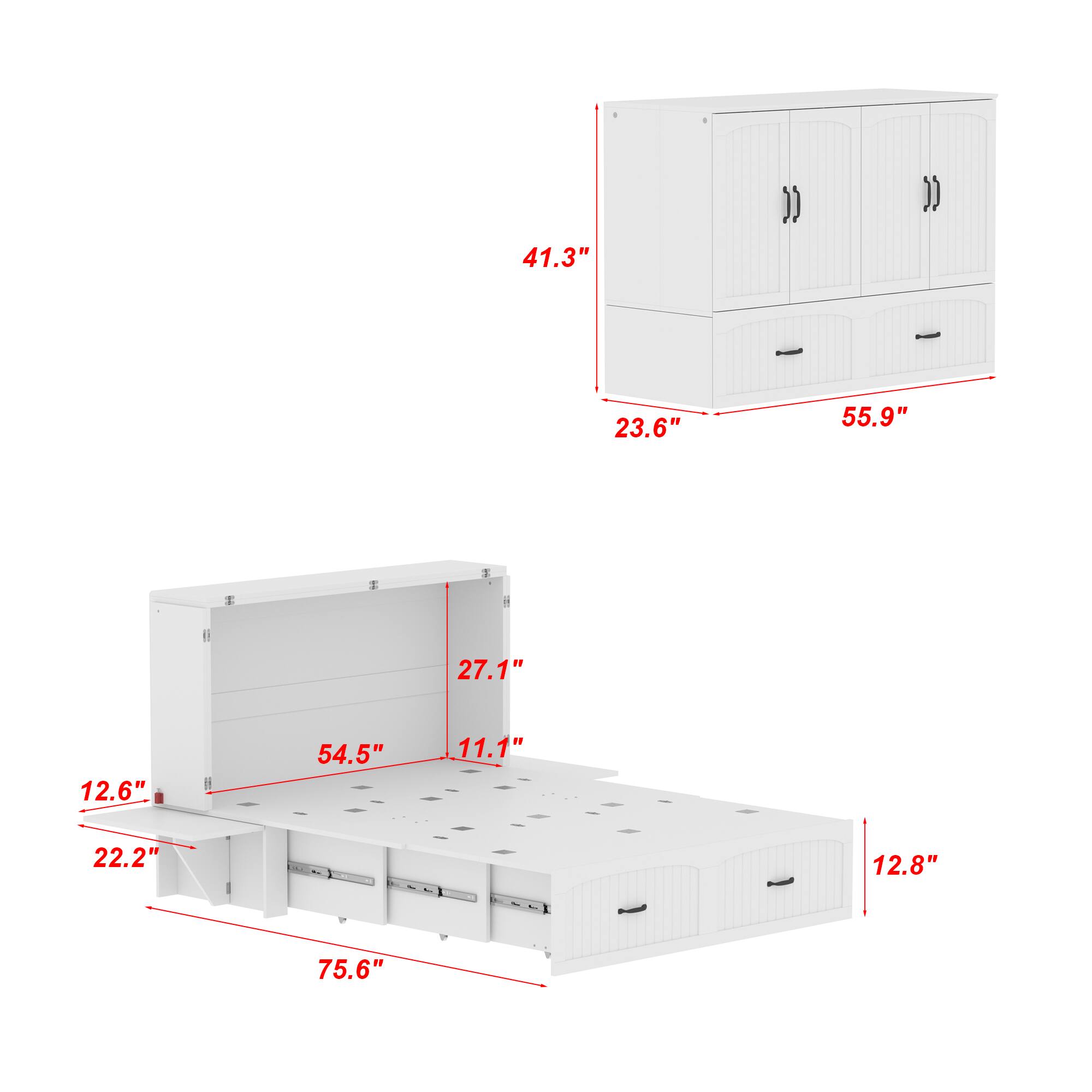 41.3" - 23.6" - 55.9"
27.1" - 12.6" - 54.5" - 11.1" - 22.2" - 12.8" - 75.6"