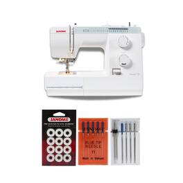 Janome - Sewist 721 Lightweight Sewing Machine with 19 Built-In Stitches Bundle - White