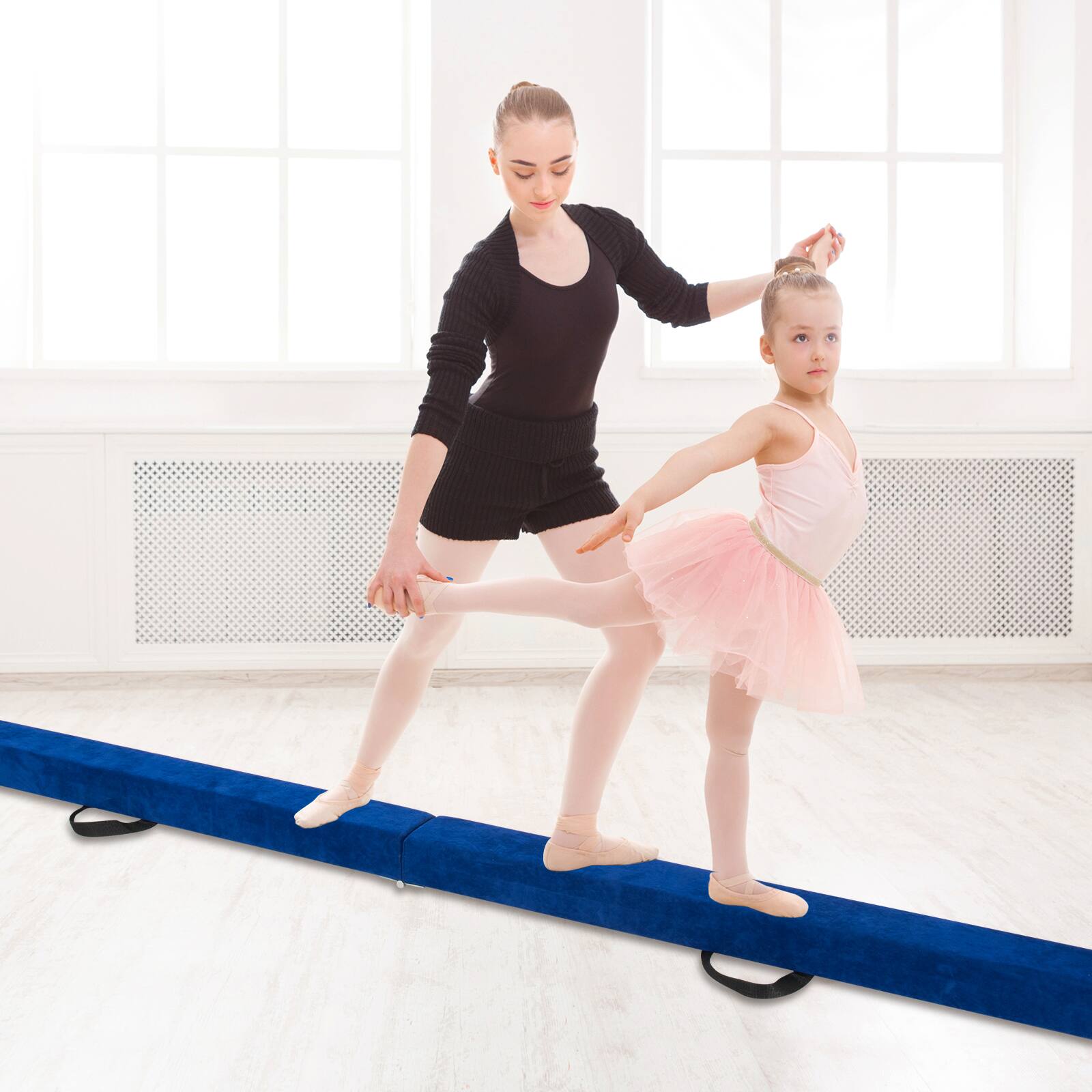 Alt View 1. Gymax - Gymax 9 FT Folding Balance Beam w/ Solid Wood Base & Anti-slip Bottom for Kids Teens Blue - Magic Star.