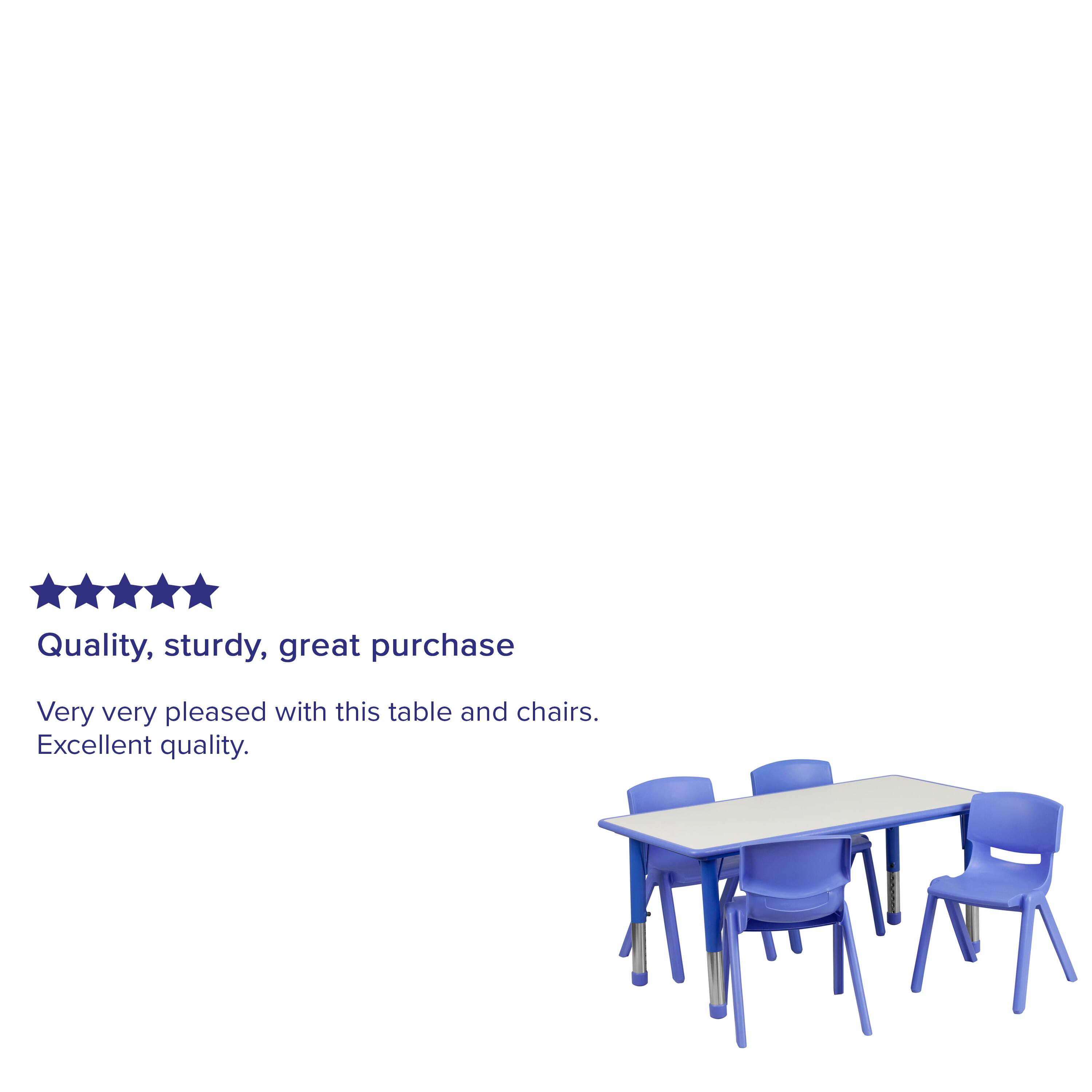 Quality, sturdy, great purchase

Very very pleased with this table and chairs. Excellent quality.