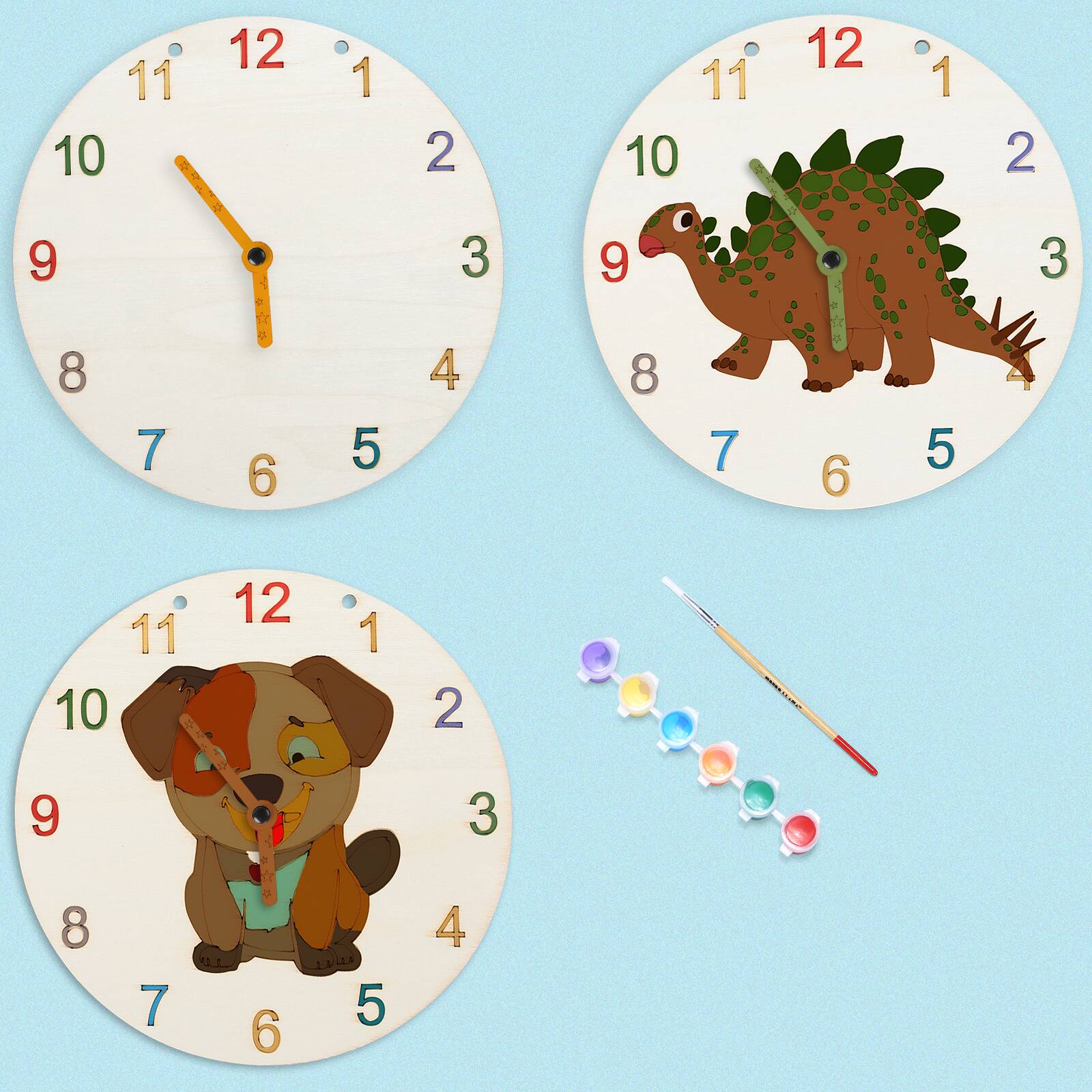 Front. Oumilen - DIY Wooden Clock Craft Kit - Brown.