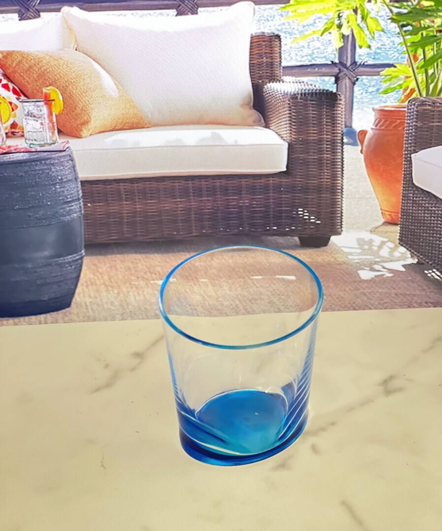 Back. APRILSOUL - Oval Halo Acrylic Glasses Set of 4 DOF Plastic BPA Free Cocktail Drinkware Water Tumblers - Blue.