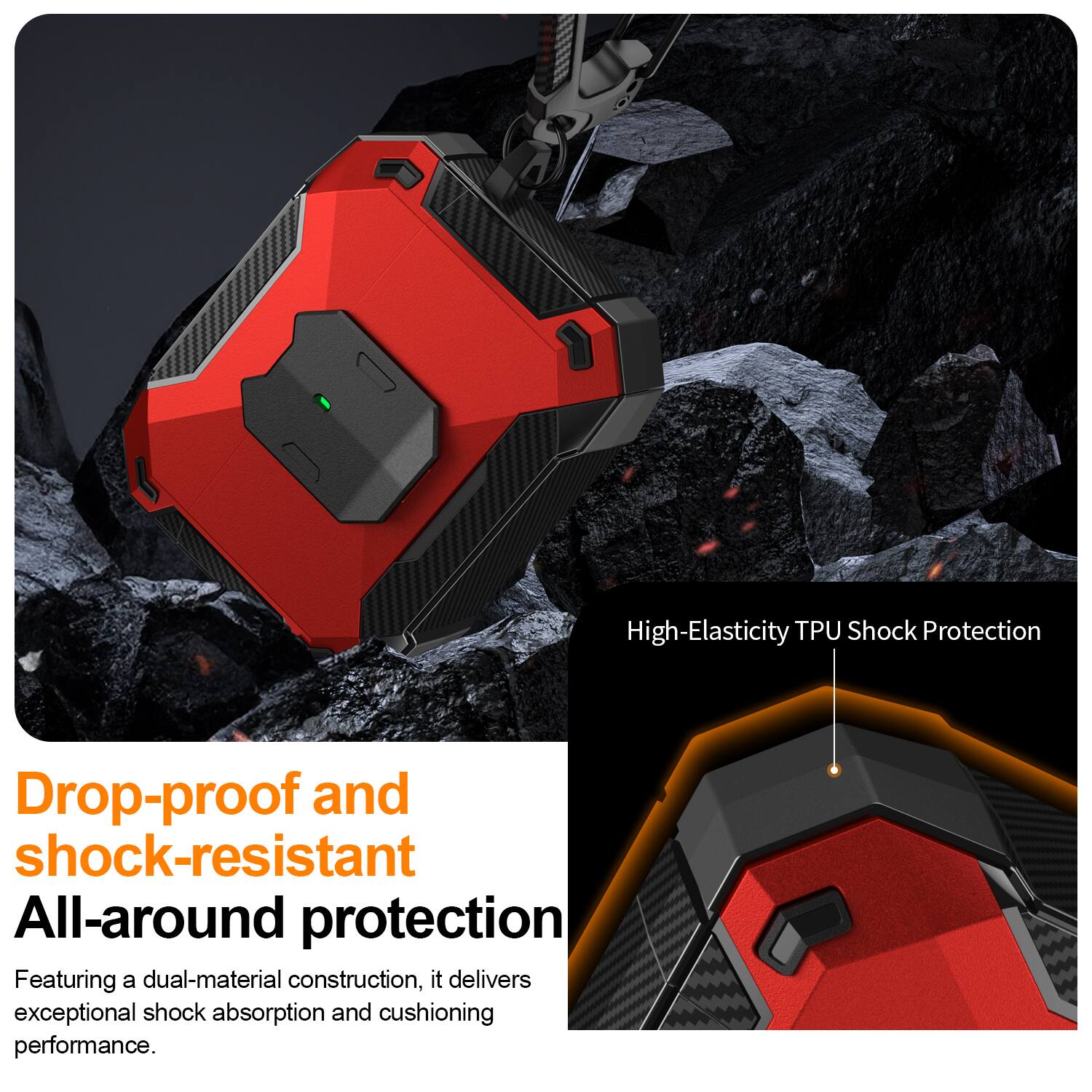 High-Elasticity TPU Shock Protection

Drop-proof and shock-resistant

All-around protection

Featuring a dual-material construction, it delivers exceptional shock absorption and cushioning performance.