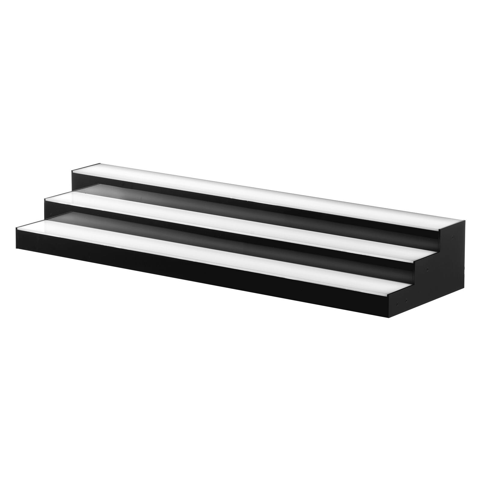 Alt View 5. VEVOR - LED Lighted Liquor Bottle Display, 3 Tiers 40 inches, Acrylic Illuminated Home Bar Shelf Display with RF Remote - Black.