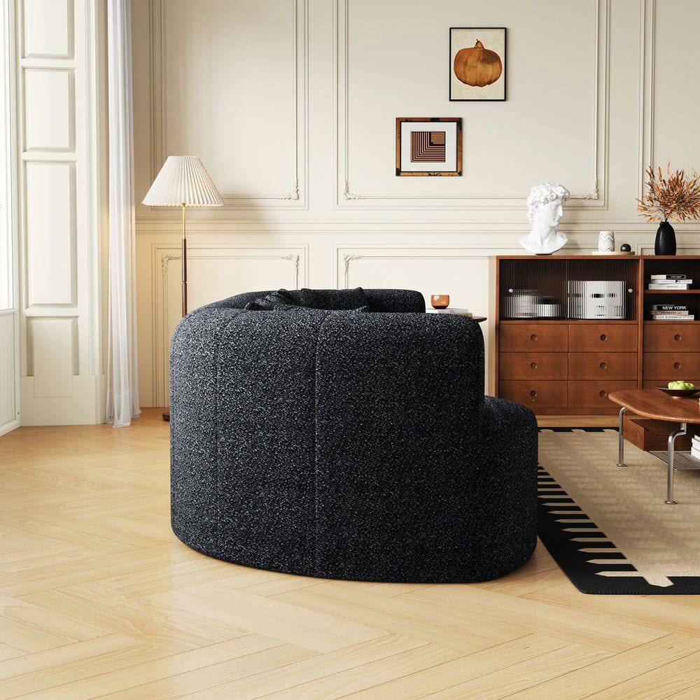 Left. Kadyn - 106.3" Curved Sectional Sofa, 4-Seater Corduroy Cloud Couch with 6 Pillows and Memory Foam - Black.