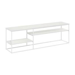 FurniFact - Modern TV Stand for 78 Inch TVs with Solid Wood Construction - White