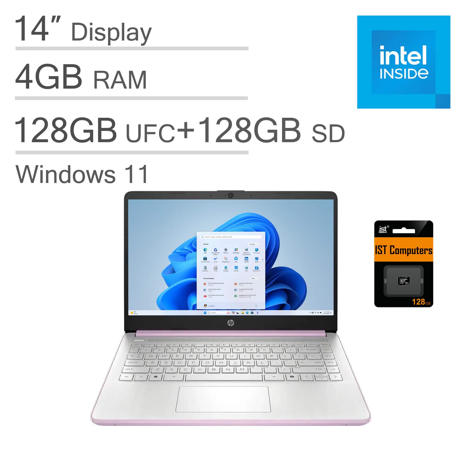 HP - 14 14" HD LED Ultra-Light Laptop - Intel N150 with 4GB Memory - 256GB storage - Windows 11 - Honey Lavender