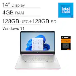 HP - 14 14" HD LED Ultra-Light Laptop - Intel N150 with 4GB Memory - 256GB storage - Windows 11 - Honey Lavender