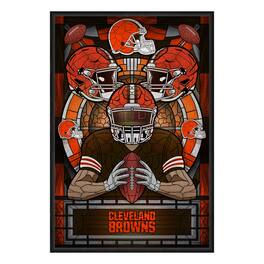Sporticulture - Cleveland Browns Framed Stained Glass Art Print - Brown
