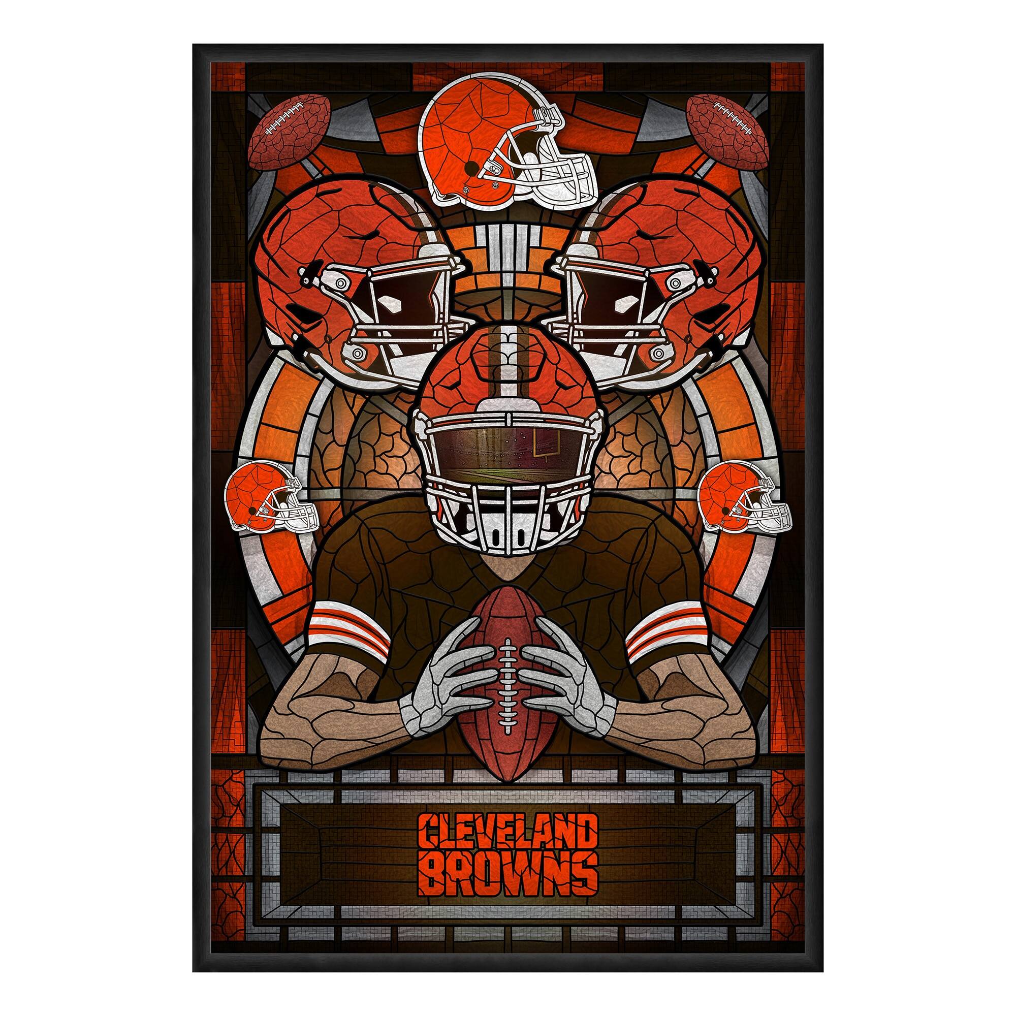 Cleveland Browns Framed Stained Glass Art Print