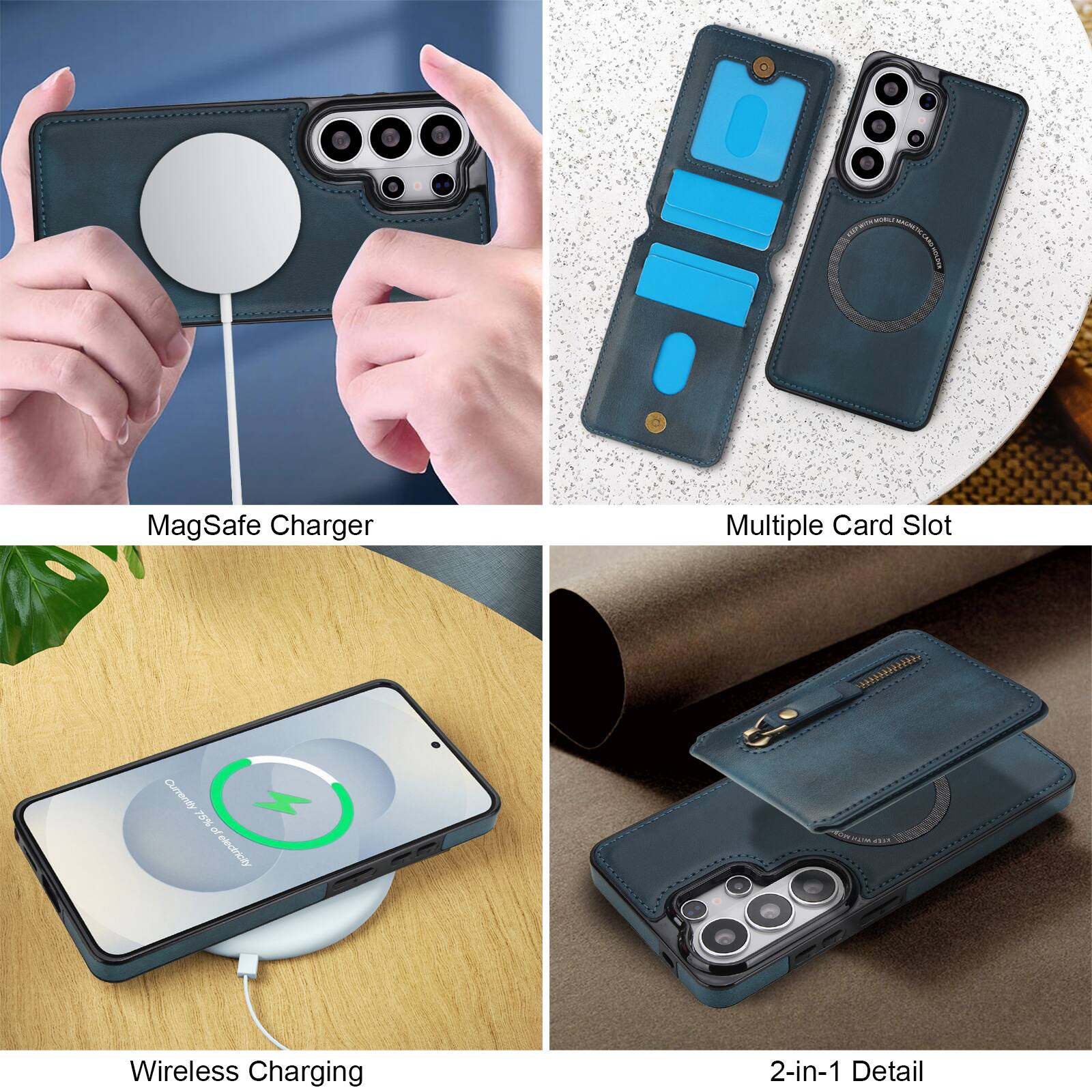 - CARs MagSafe Charger
- Multiple Card Slot
- 75% of nfelectricty Wireless Charging
- 2-in-1 Detail