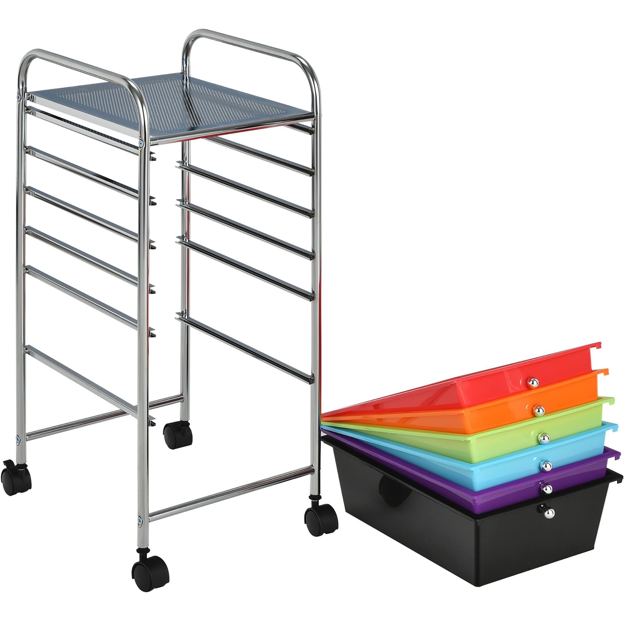 Left. Costway - 6 Drawer Rolling Storage Cart Scrapbook Paper Office School Organizer - Multicolor.