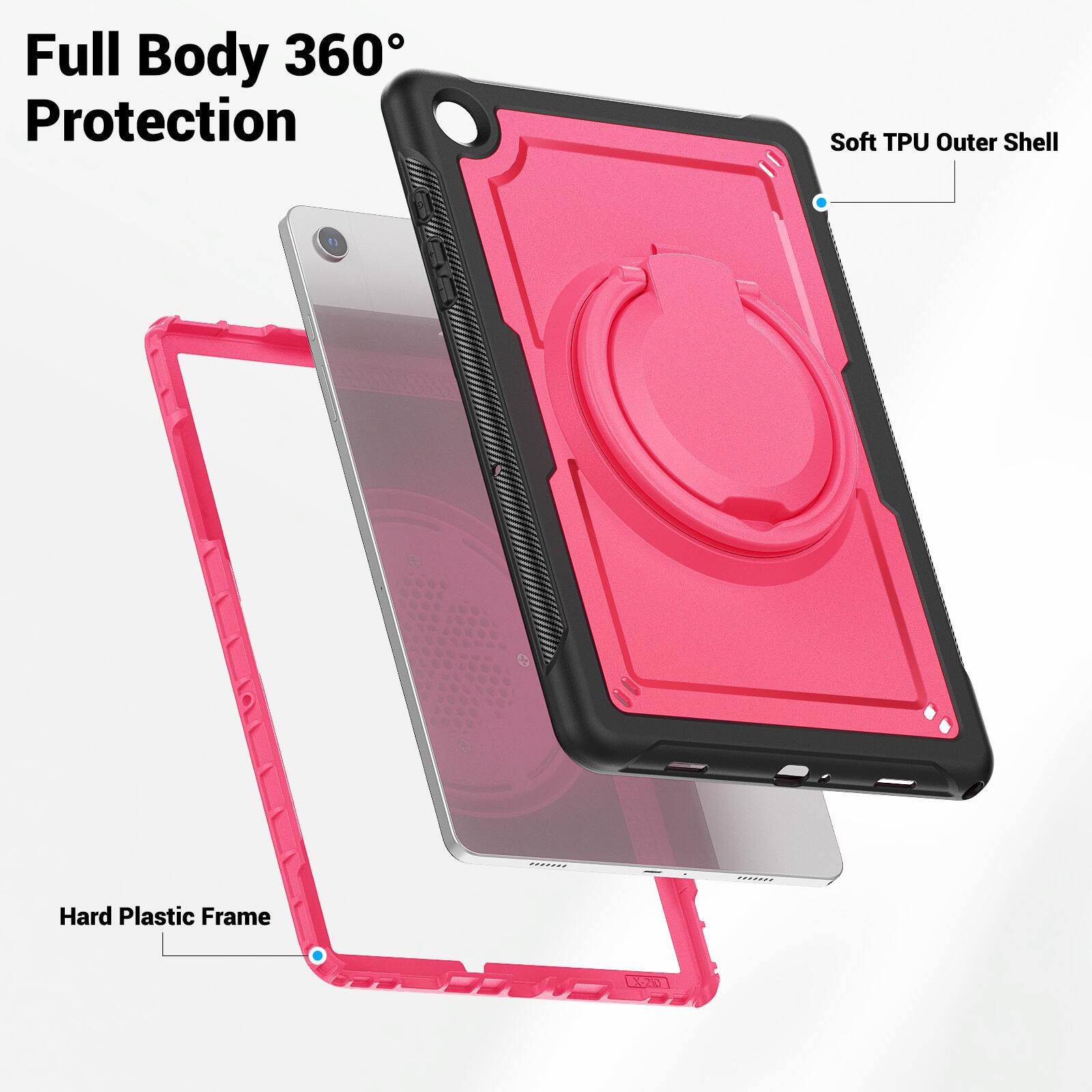 Full Body 360° Protection  
Soft TPU Outer Shell  
Hard Plastic Frame
