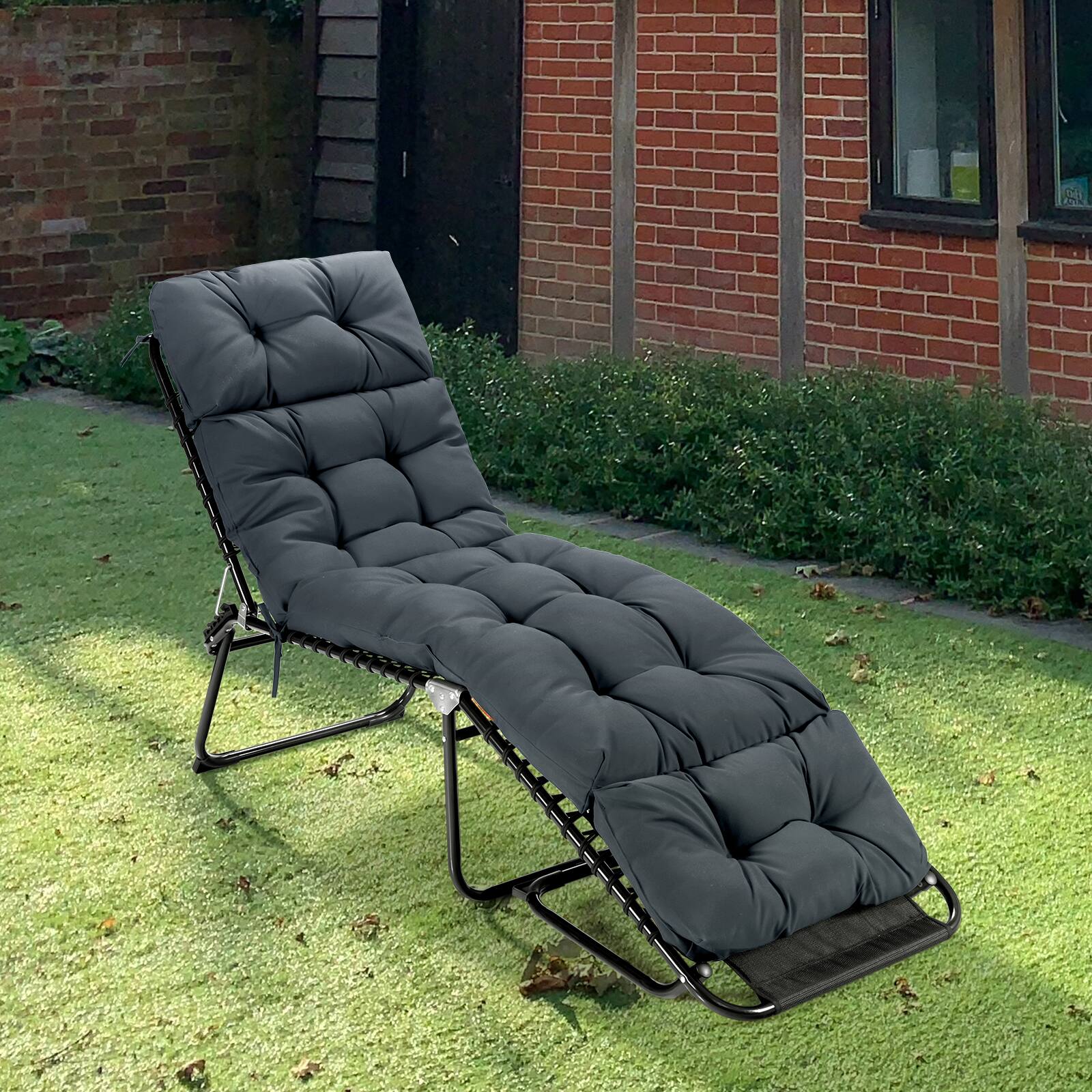 Alt View 3. Gymax - Gymax Set of 4 73'' Lounge Chaise Cushion Padded Recliner Cushion Grey - Grey.