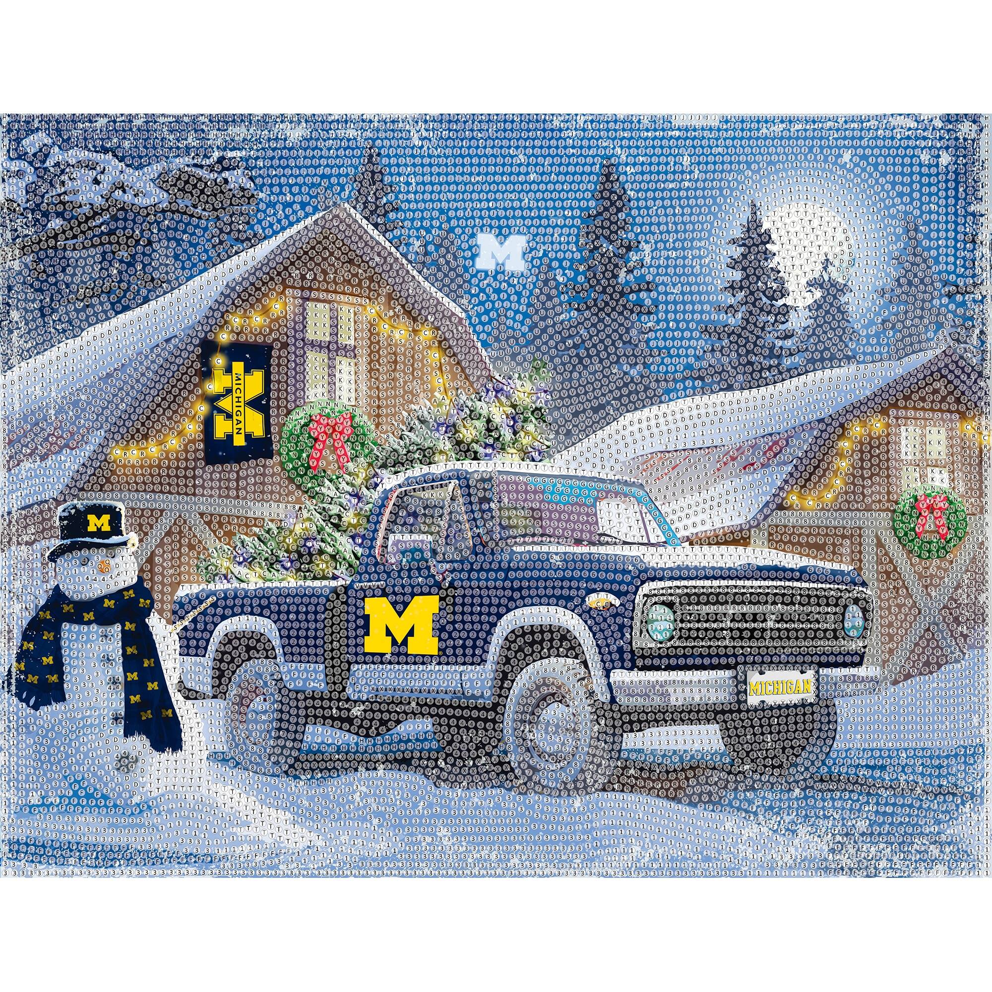 Alt View 3. Sporticulture - Michigan Wolverines Winter Truck Diamond Art Holiday Craft Kit - Multicolor.