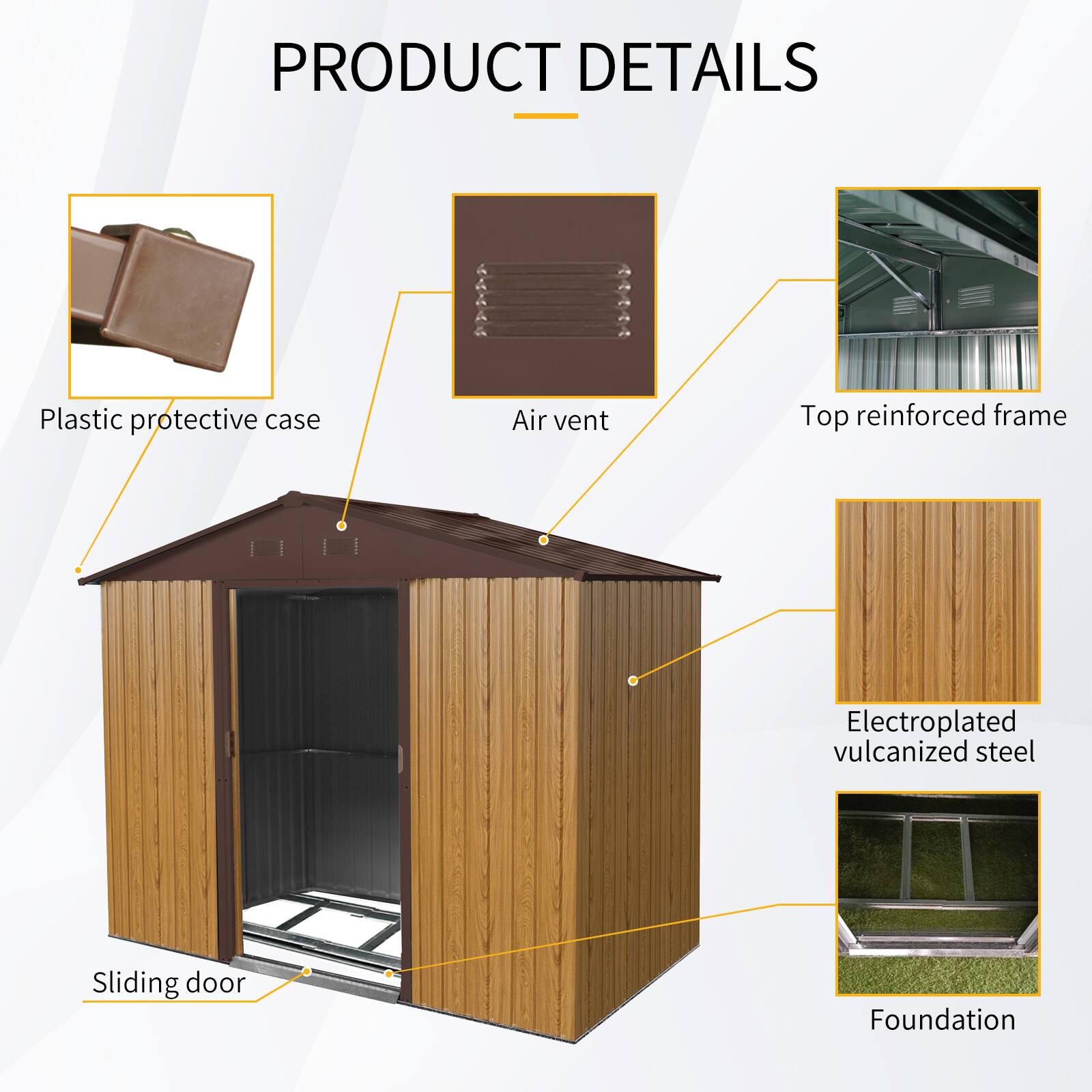 PRODUCT DETAILS  
- Plastic protective case  
- Air vent  
- Top reinforced frame  
- Electroplated vulcanized steel  
- Sliding door  
- Foundation