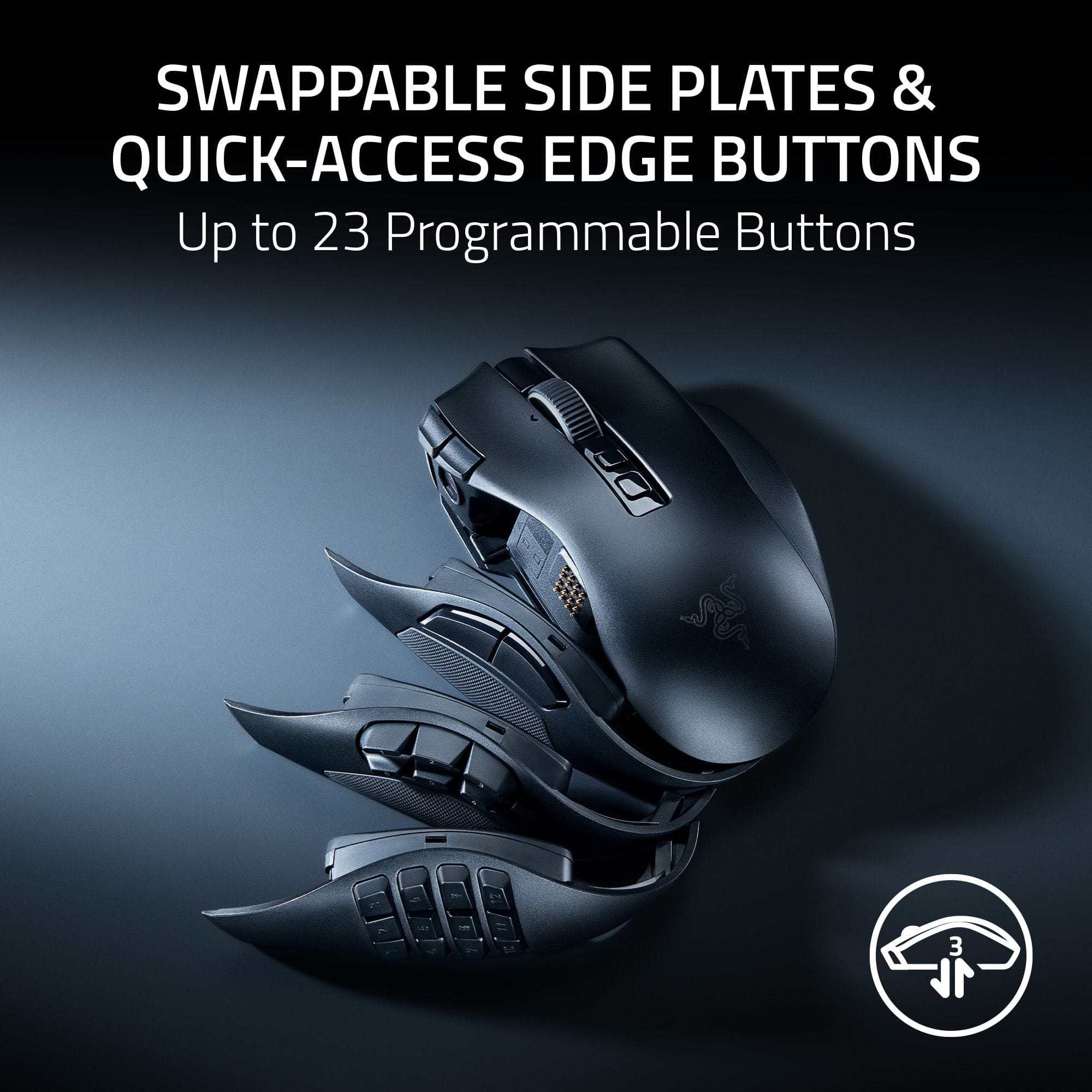 Razer Naga V3 Pro Modular MMO Optical Gaming Mouse with Swappable