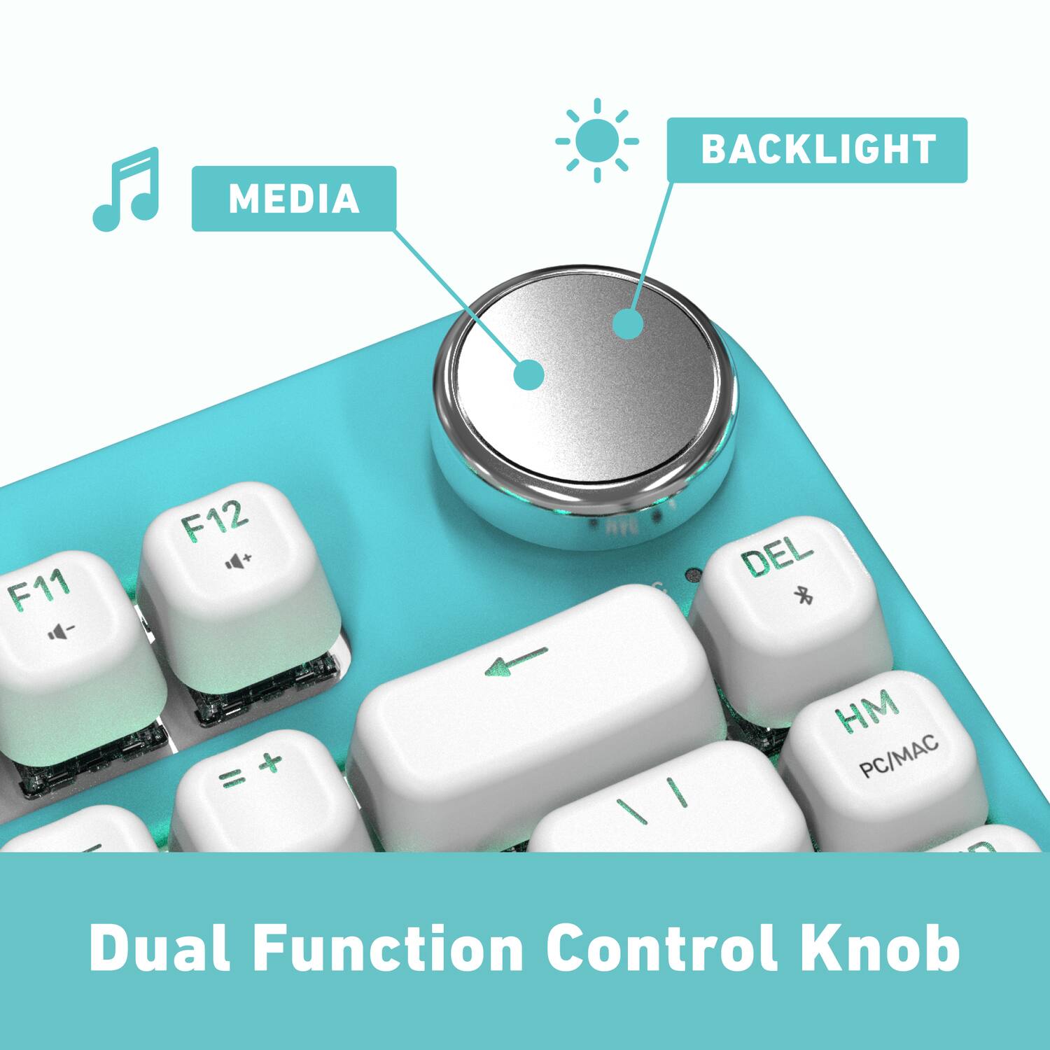 MEDIA BACKLIGHT F11 F12 DEL 9 = HM PC/MAC Dual Function Control Knob