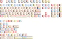 Wikistore - Cute Kitten Custom Keycaps, 141 Keys Dye Sub PBT MOG Profile Keycap Set for Mechanical Gaming Keyboards - Pink