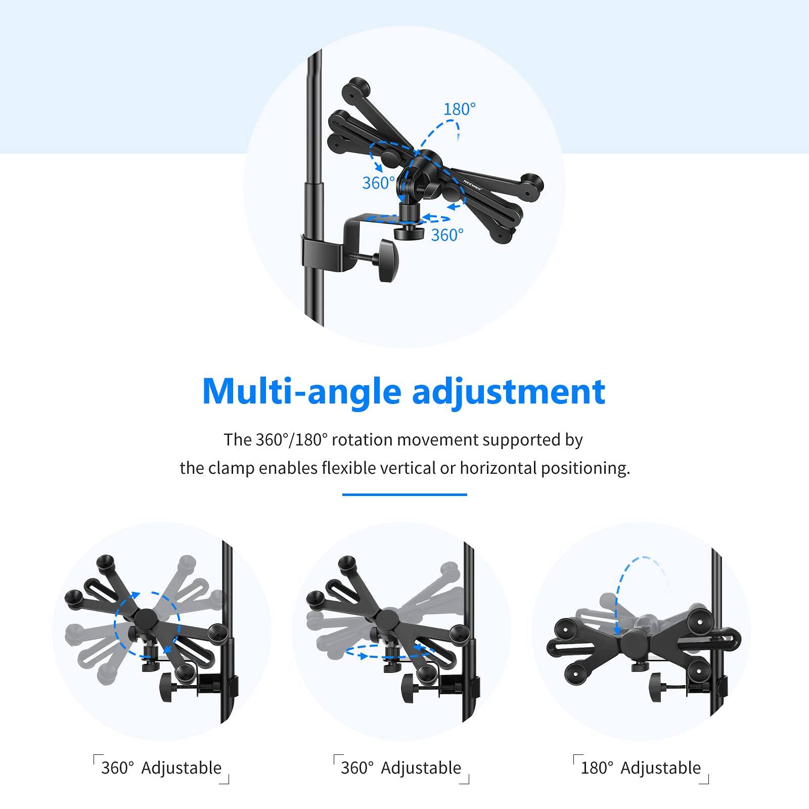 Multi-angle adjustment

The 360°/180° rotation movement supported by the clamp enables flexible vertical or horizontal positioning.

360° Adjustable
360° Adjustable
180° Adjustable
