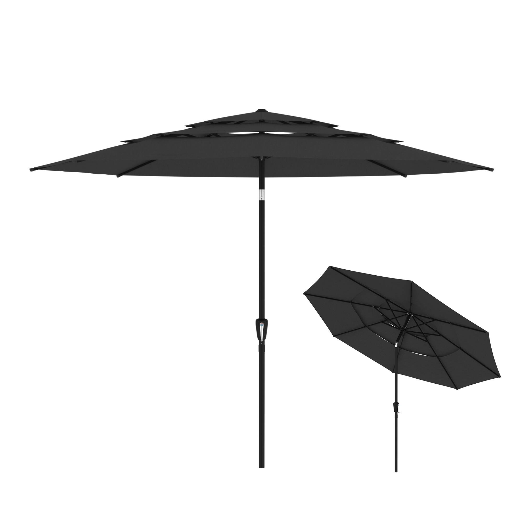 Left. FUFU & GAGA - FUFU&GAGA Patio Umbrella: Adjustable Shade, Colorful Outdoor Vibes - Black.