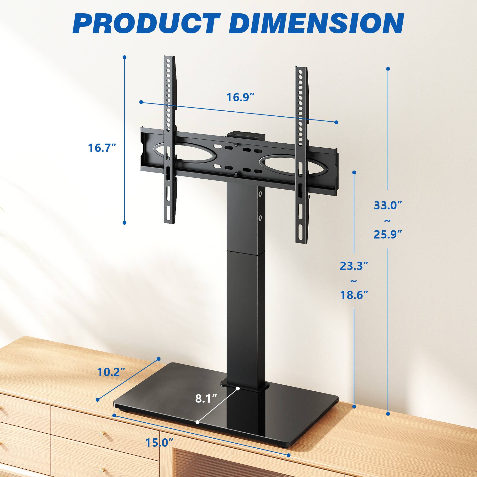 PRODUCT DIMENSION

16.9"  
16.7"  
33.0"  
25.9"  
23.3"  
18.6"  
10.2"  
8.1"  
15.0"