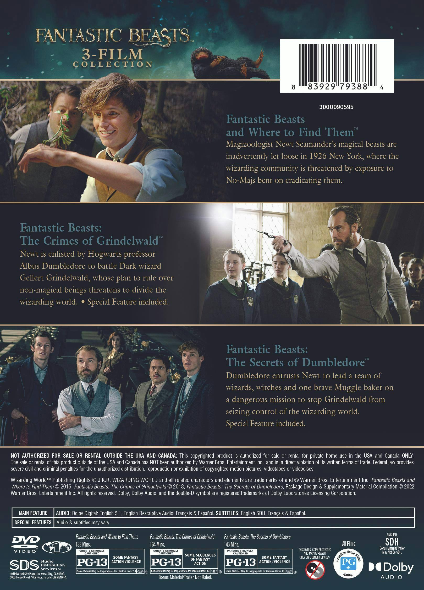 Back. Fantastic Beasts: 3-film Collection (Box Set) [DVD].