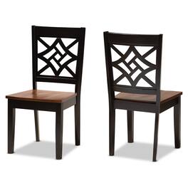 Baxton Studio - Nicolette Modern Two-Tone and Finished Wood 2-Piece Dining Chair Set - Dark Brown/Walnut Brown
