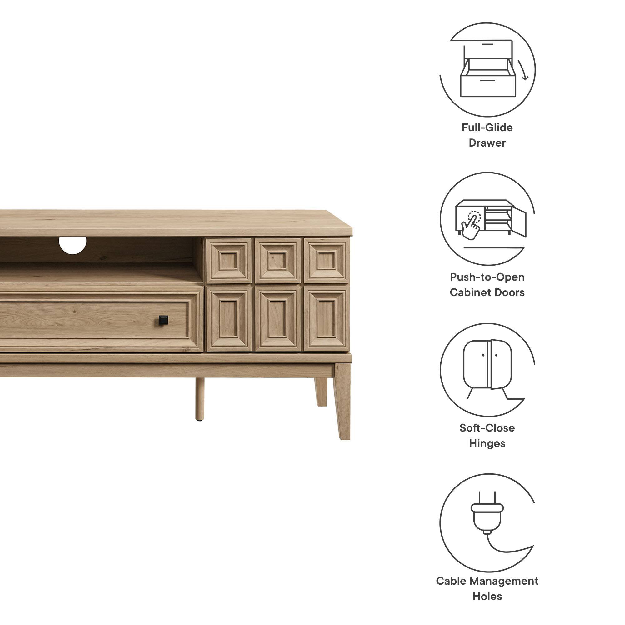 - Full-Glide Drawer
- Push-to-Open Cabinet Doors
- Soft-Close Hinges
- Cable Management Holes