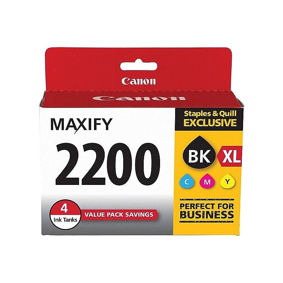 Canon  
Staples & Quill MAXIFY EXCLUSIVE BK XL 2200  
4 Ink Tanks  
VALUE PACK SAVINGS  
PERFECT FOR BUSINESS