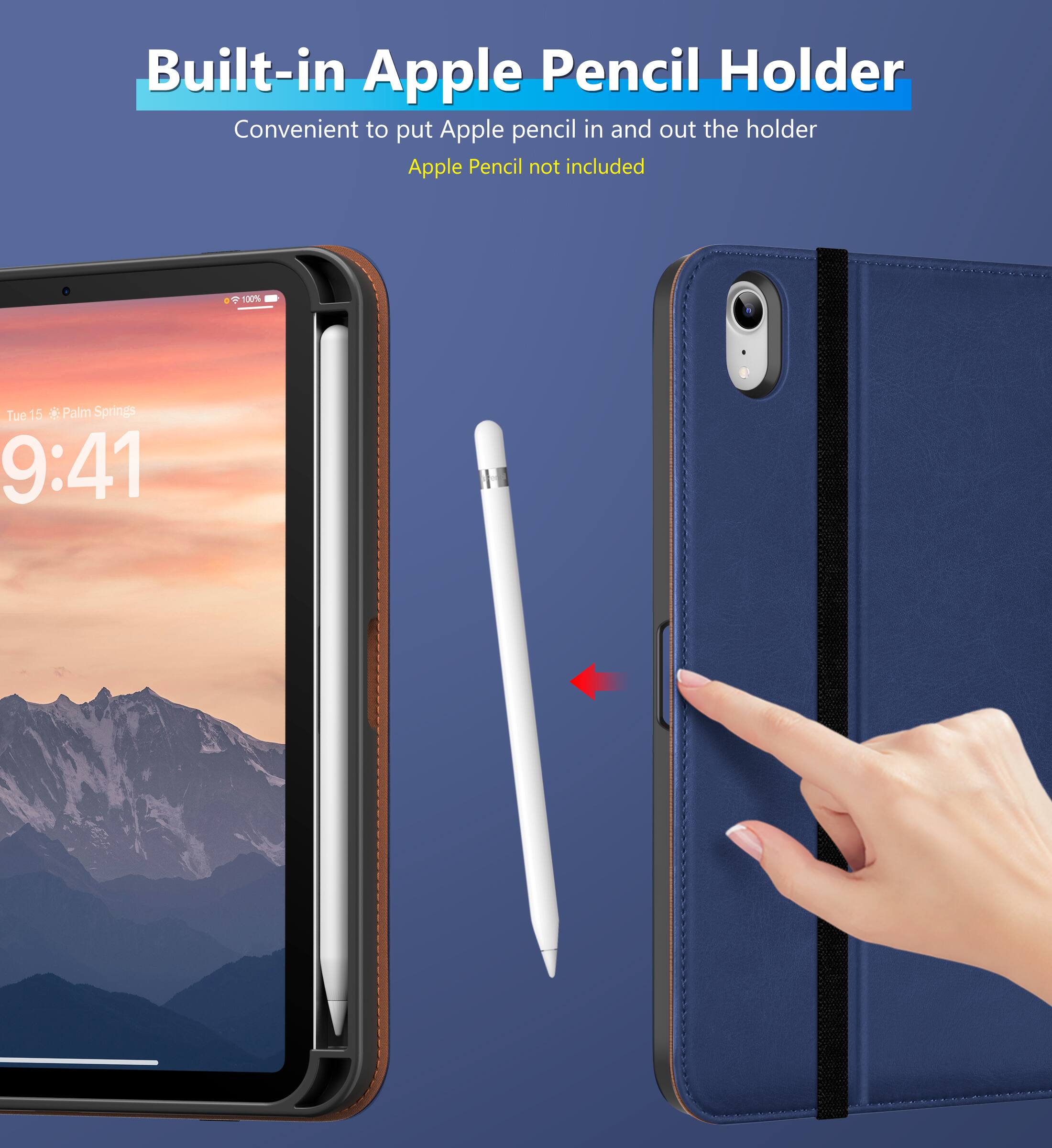 Built-in Apple Pencil Holder  
Convenient to put Apple pencil in and out the holder  
Apple Pencil not included  

Tue 15 • Palm Springs  
9:41