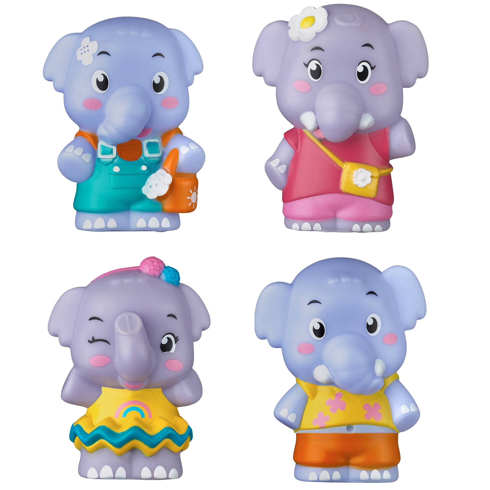 Front. Timber Tots - Timber Tots: Elephant Family - 4 Character Set, Jungle Animal Toy Figurines, 1.75-2" Miniatures - Multicolored.