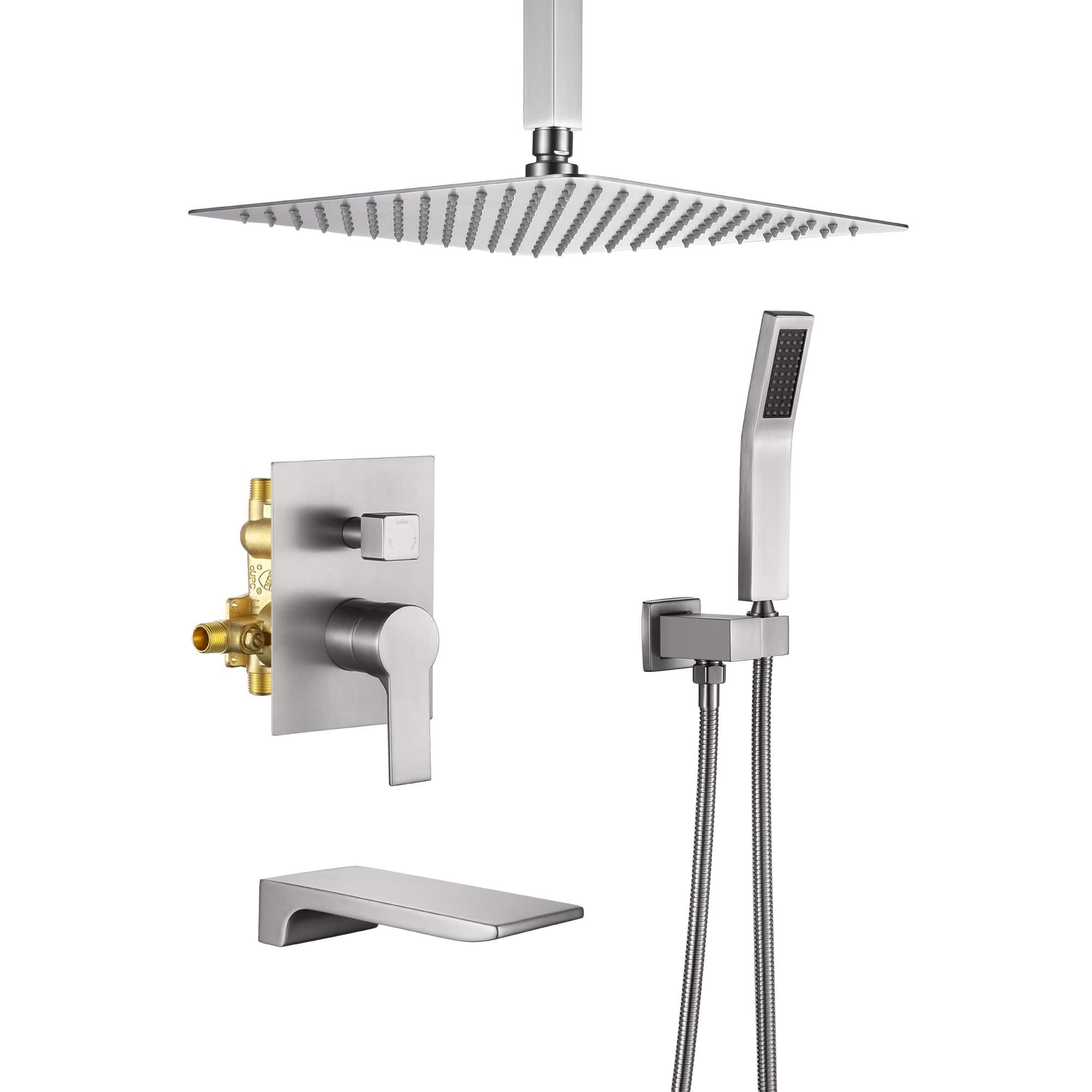 Photos - Shower System Rain Boyel Living - 12-Inch Brass SUS304 3-Function Valve Waterfall Spout cUPC - Brushed Nickel BL88017BN-12