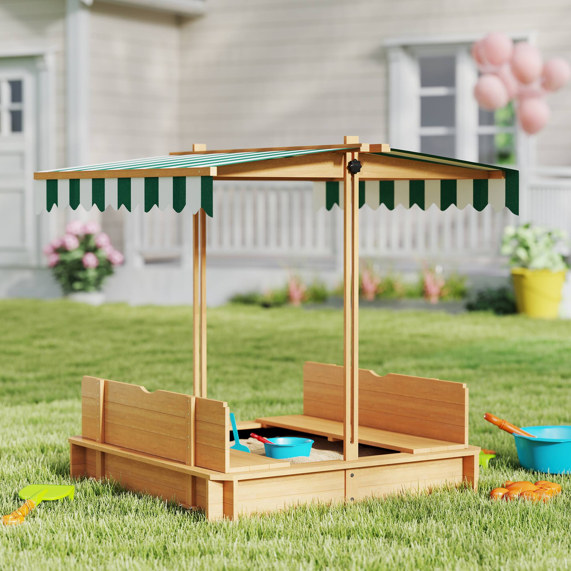 Alt View 1. Outsunny - Kids Sandbox with Cover.