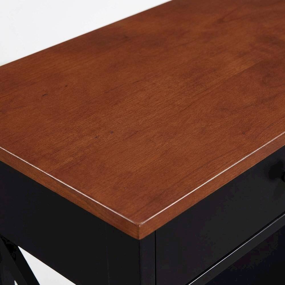 Alt View 3. FurniFact - Wooden 1-Drawer Console Table with Shelves and Modern Design - Cherry/Black.