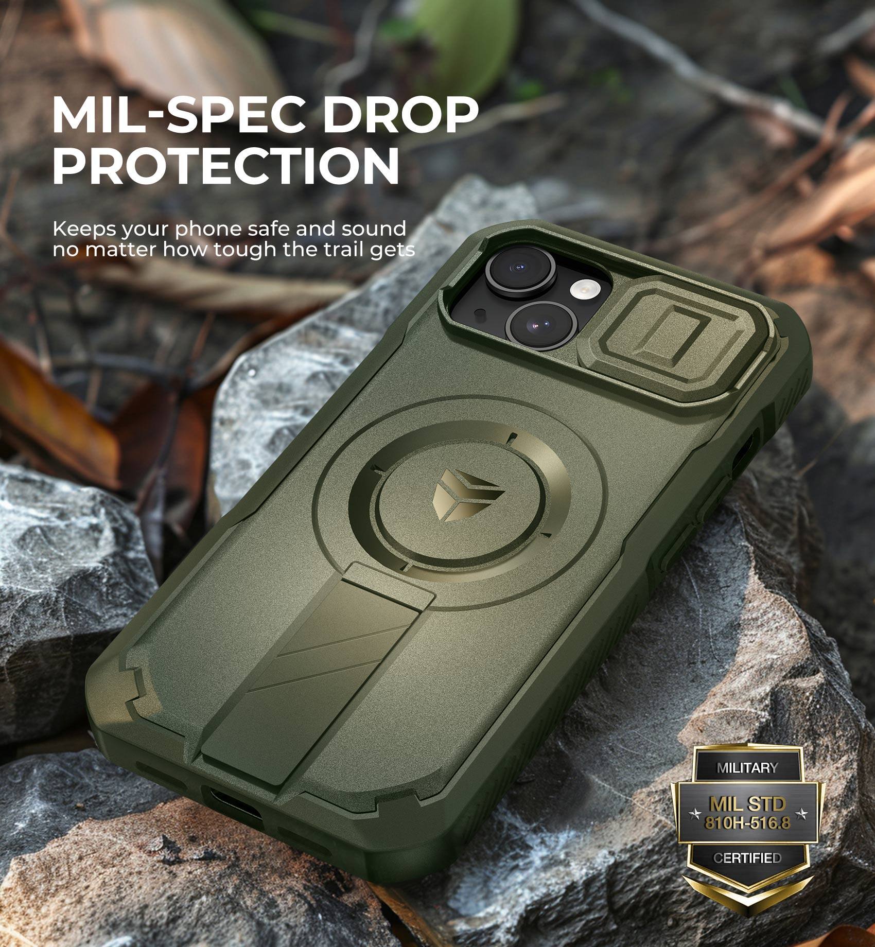 MIL-SPEC DROP PROTECTION
Keeps your phone safe and sound no matter how tough the trail gets
MILITARY MIL STD 810H-516.8 CERTIFIED