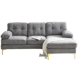 Boyel Living - 82.6 inch Modern Sectional Sofas Couches Velvet L-Shaped Couches for Living Room Bedroom in Light Gray - Light Gray