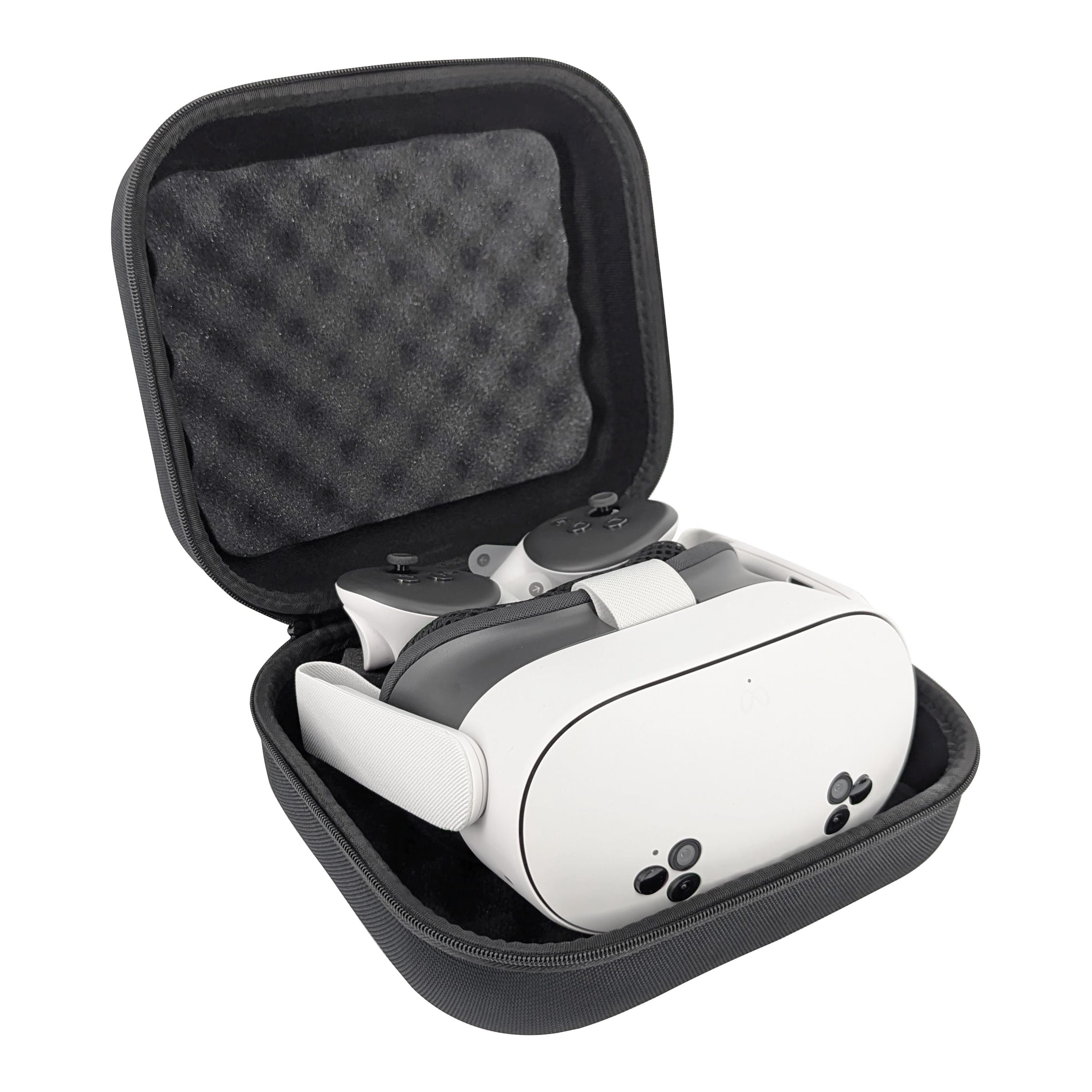 Front. CASEMATIX - Hardshell Protection Case for Meta Quest 3S, 3 and 2 VR Headsets - Black.