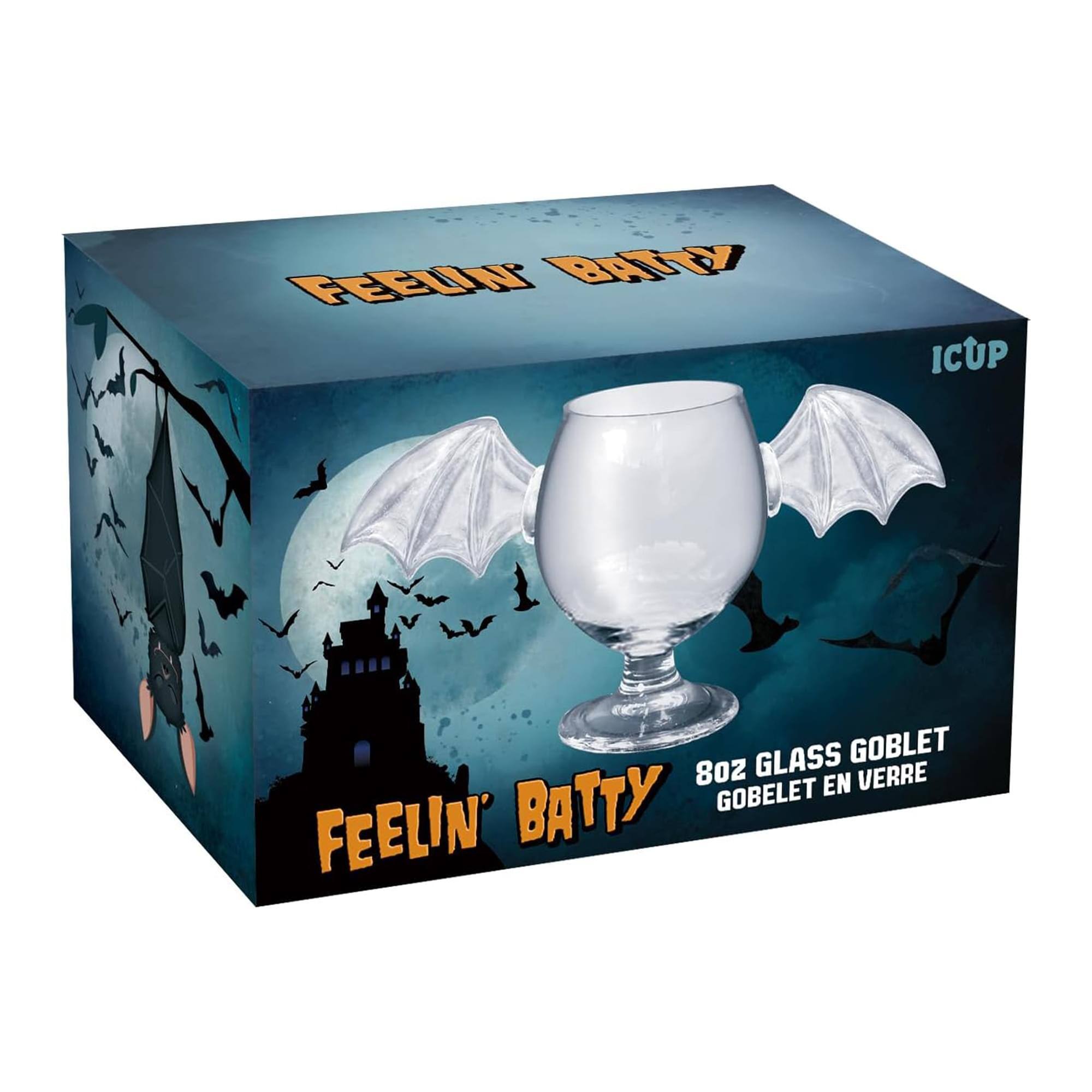 FEELIN' BATTY ICUP 8oz GLASS GOBLET GOBELET EN VERRE
