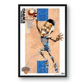Sporticulture - Patrick Ewing New York Knicks Framed 14" x 20" Player Caricature Art - Multicolor